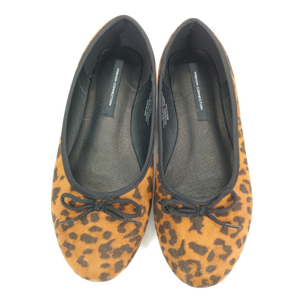 French Connection Shoes Womens Diana Vegan Suede Ballet Flats Leopard 10 New